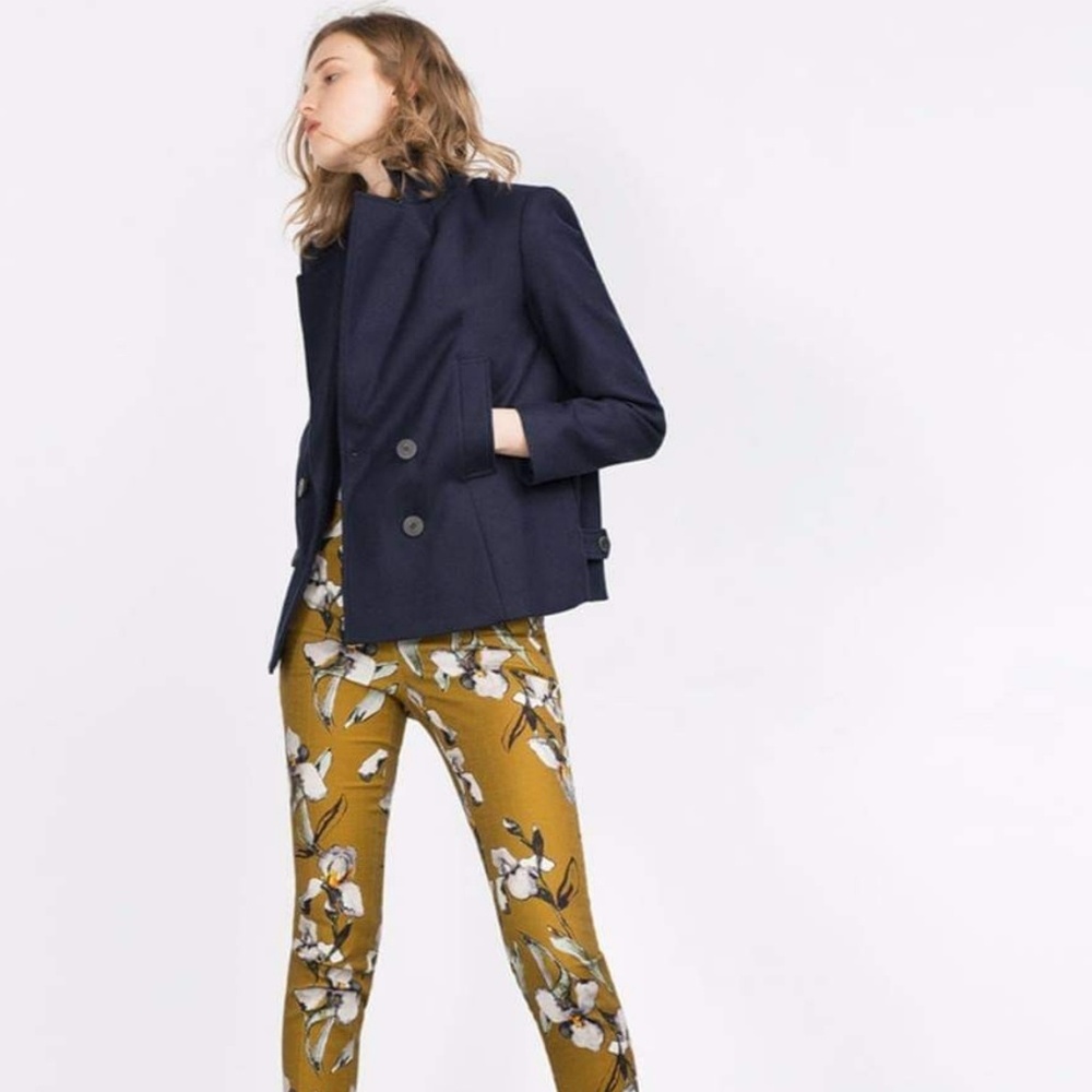 Zara Short Coat in Navy Blue